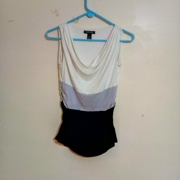 White House Black Market Ruched Drape Neck Top - Picture 1 of 3